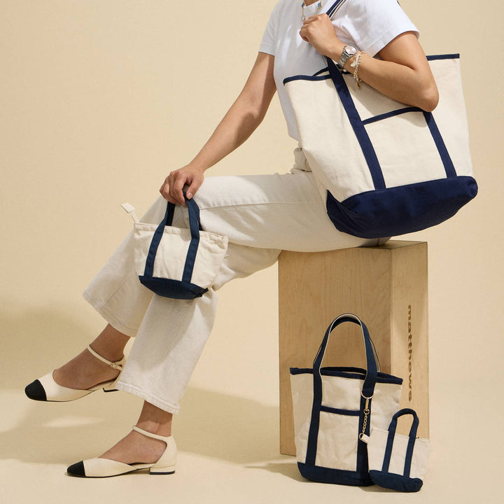 Lilla Haven - Ecofriendly Basic Cotton Canvas Everywhere Carry Tote Bag with Charm Holder: Navy / One size / 5DG78048 - Pisgah Needleworks