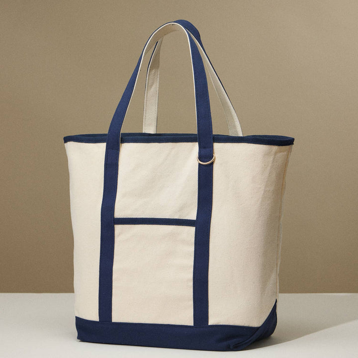 Lilla Haven - Ecofriendly Basic Cotton Canvas Everywhere Carry Tote Bag with Charm Holder: Navy / One size / 5DG78048 - Pisgah Needleworks