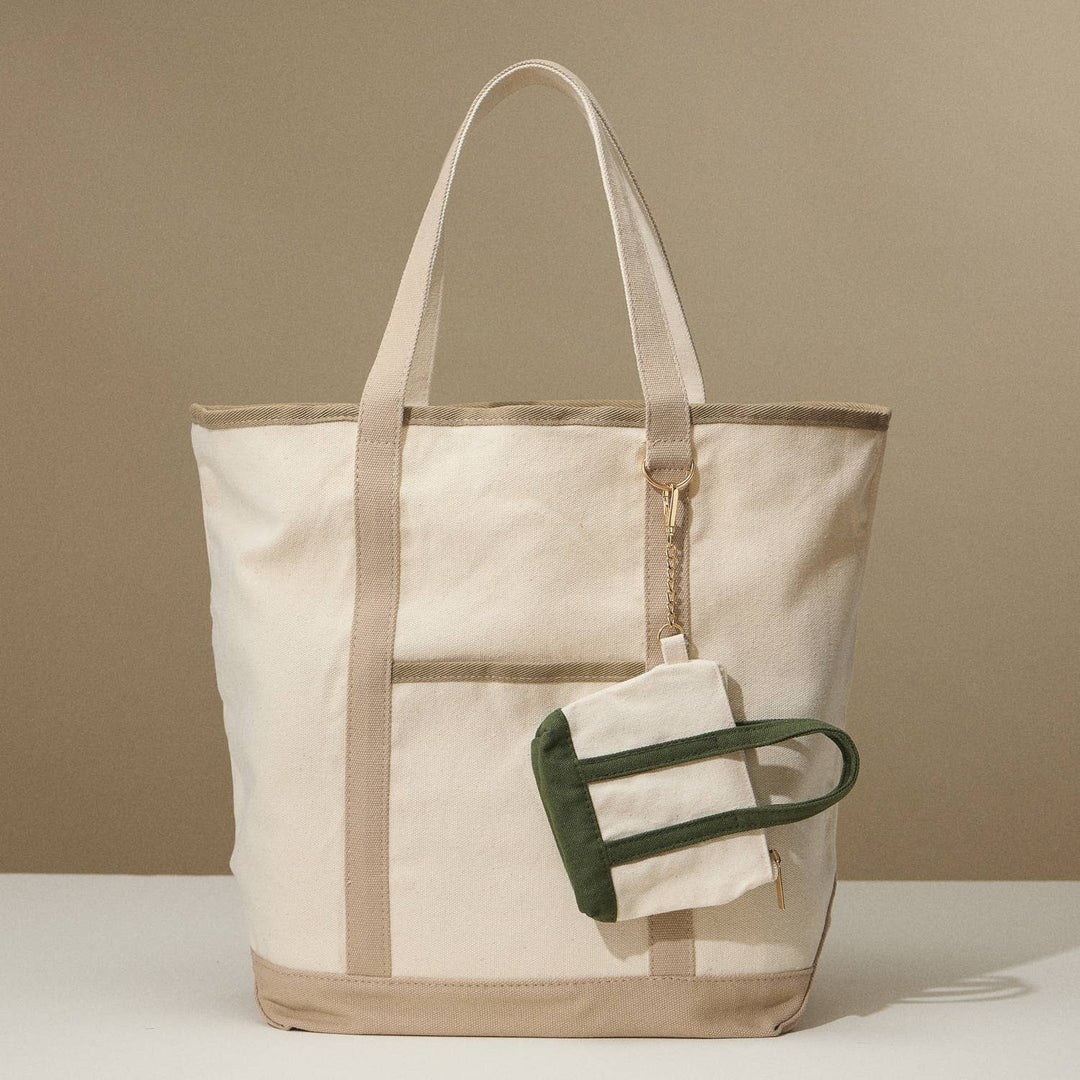 Lilla Haven - Ecofriendly Basic Cotton Canvas Everywhere Carry Tote Bag with Charm Holder: Red / One size / 5DG78048 - Pisgah Needleworks