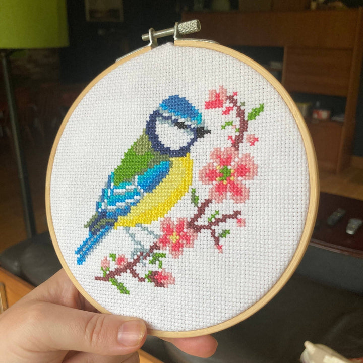 Love Poppet - Blue Tit & Blossom - Printed Chart - Pisgah Needleworks