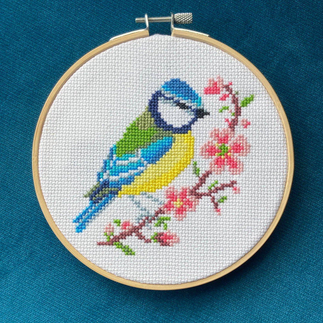 Love Poppet - Blue Tit & Blossom - Printed Chart - Pisgah Needleworks