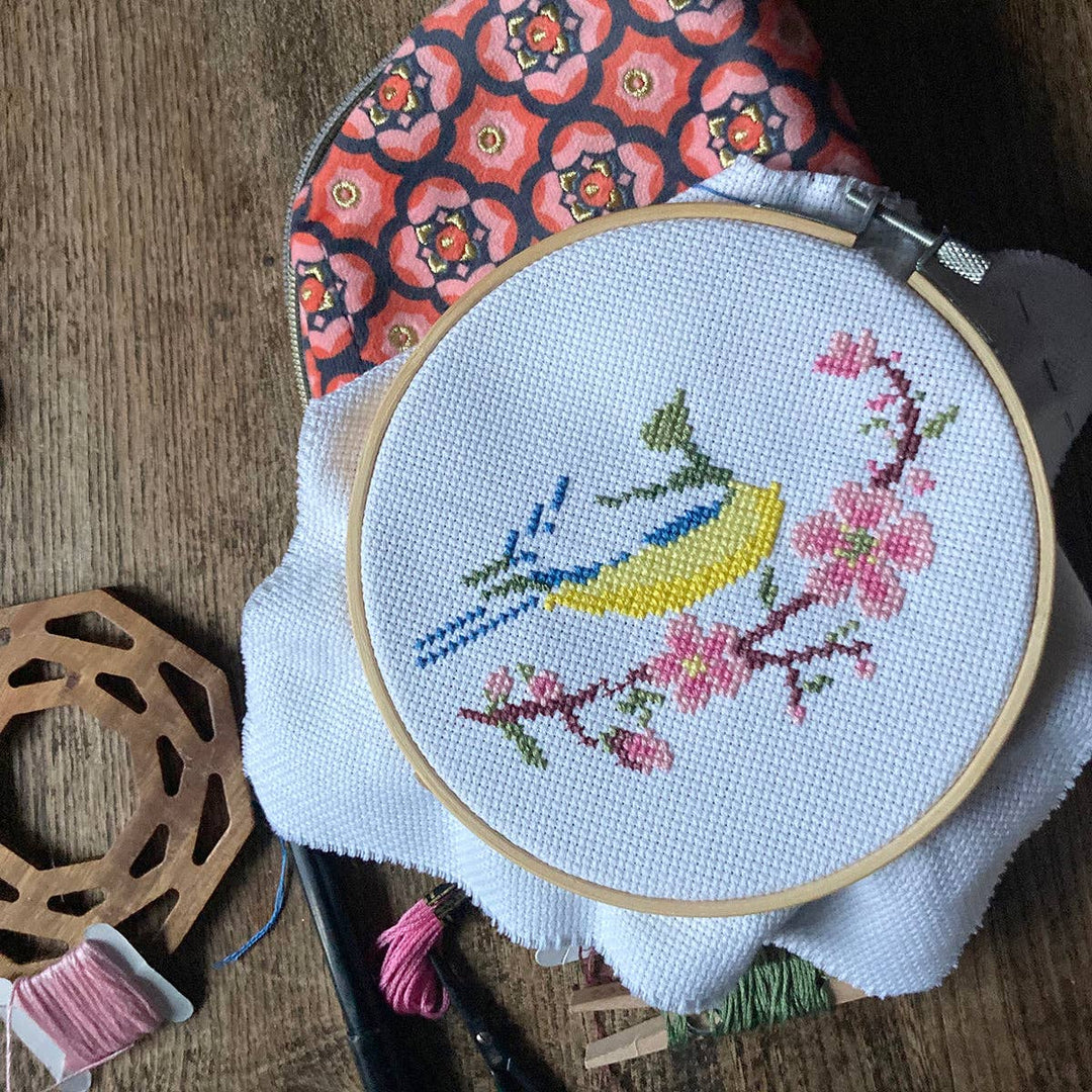 Love Poppet - Blue Tit & Blossom - Printed Chart - Pisgah Needleworks