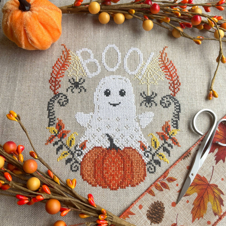 Love Poppet – Boo Ghost Cross Stitch Kit - Pisgah Needleworks