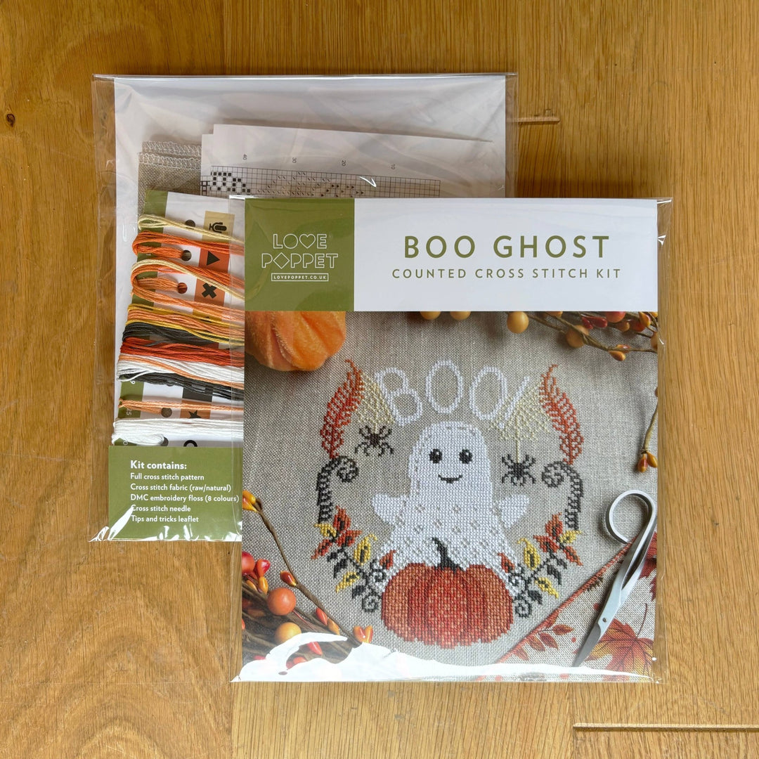 Love Poppet – Boo Ghost Cross Stitch Kit - Pisgah Needleworks