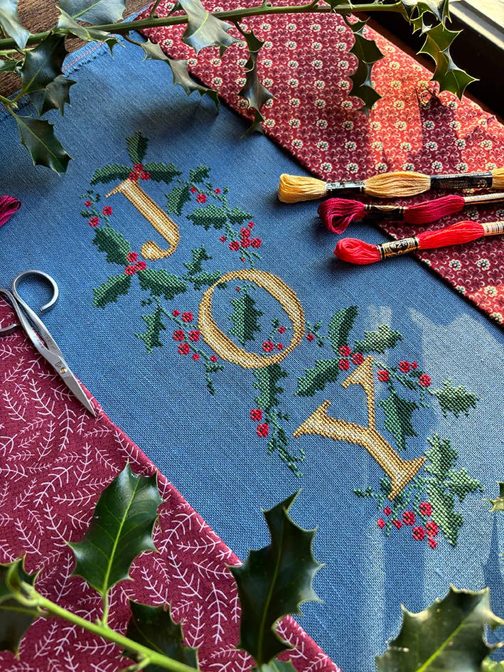 Love Poppet – Festive Joy Cross Stitch Pattern | Christmas Printed Chart - Pisgah Needleworks