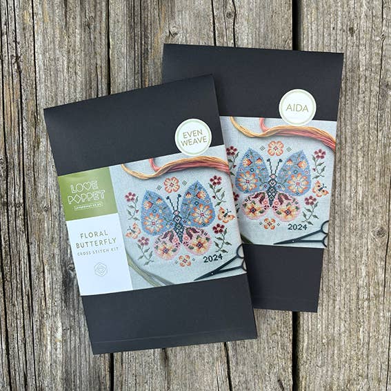 Love Poppet - Floral Butterfly - Cross Stitch Kit: 14ct Aida - Pisgah Needleworks