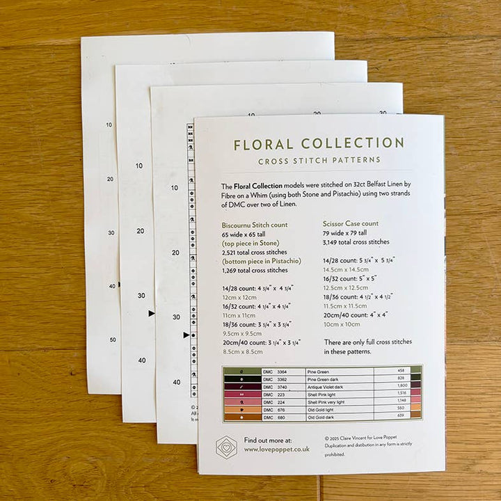 Love Poppet – Floral Collection Cross Stitch Pattern | Printed Chart Set - Pisgah Needleworks