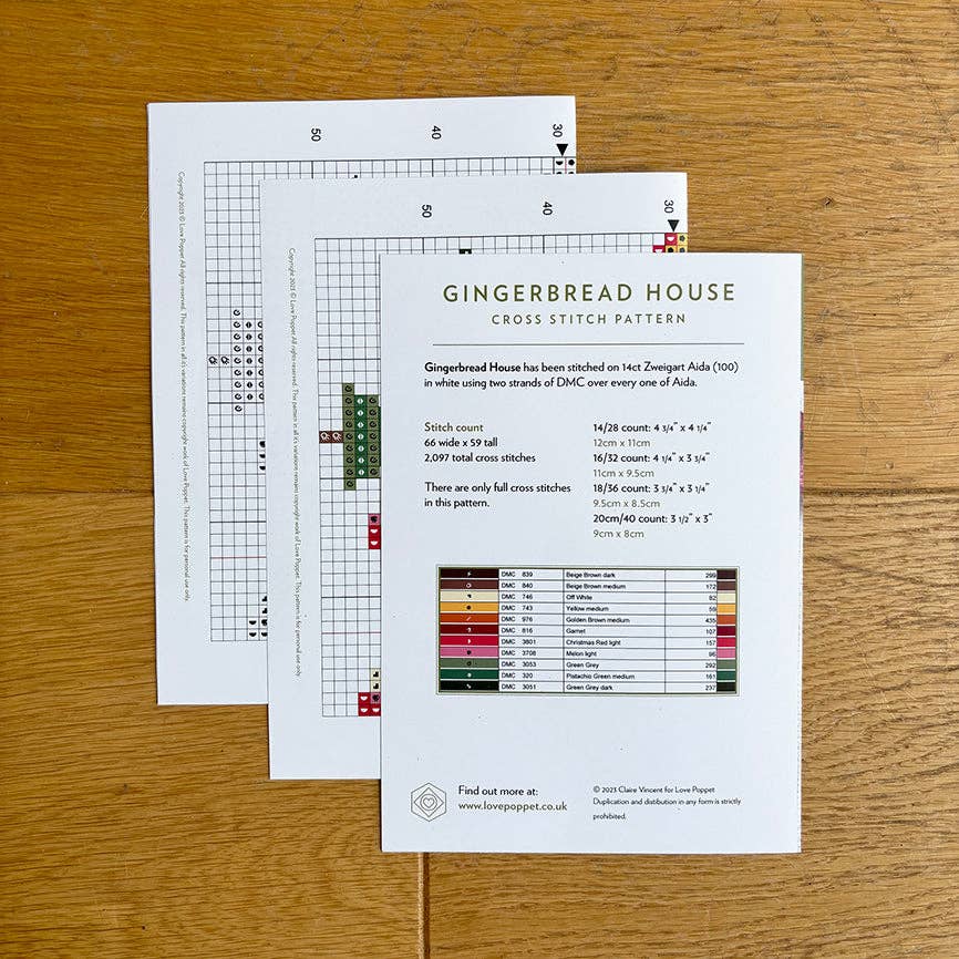 Love Poppet - Gingerbread House - Printed Chart - Pisgah Needleworks