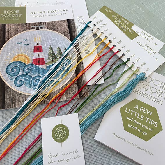 Love Poppet – Going Coastal Cross Stitch Kit | Seaside - Themed Needlecraft - Pisgah Needleworks
