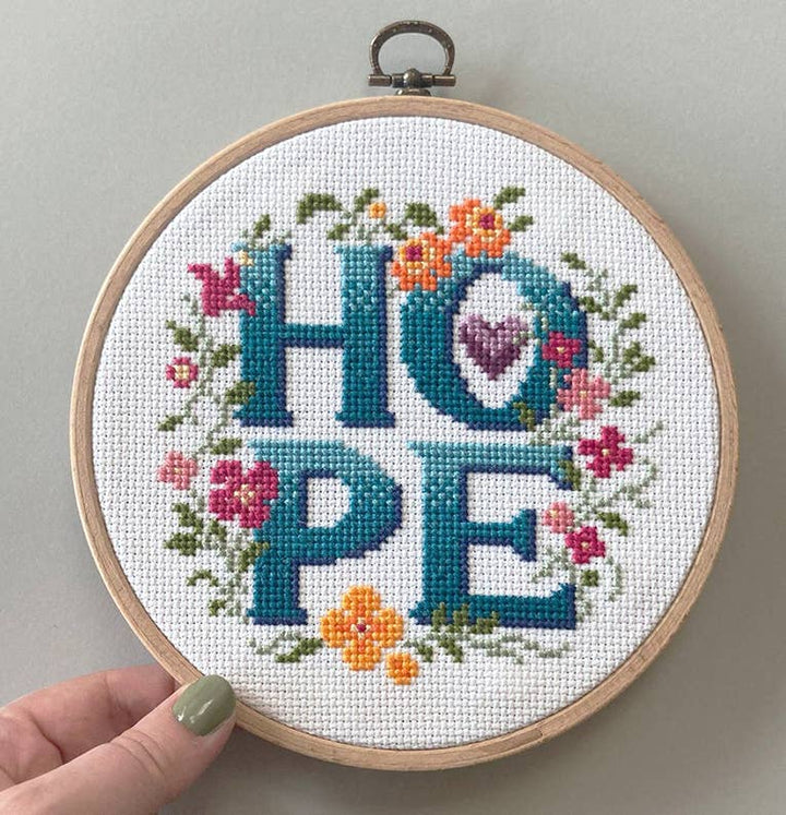 Love Poppet – Hope Four Letter Floral Cross Stitch Kit - Pisgah Needleworks
