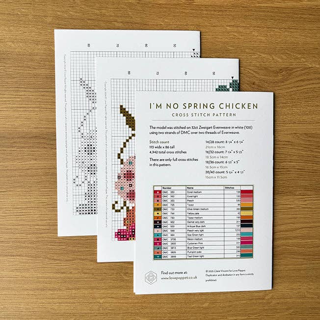 Love Poppet - I'm No Spring Chicken - Printed Chart - Pisgah Needleworks