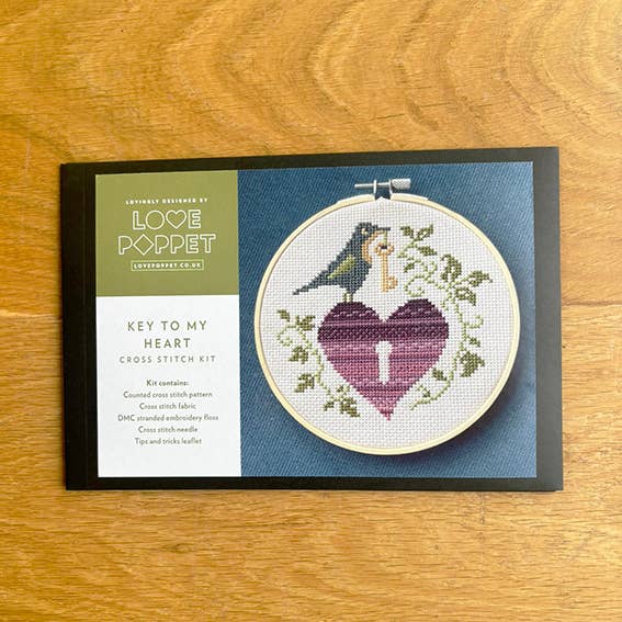 Love Poppet - Key to my Heart - Cross Stitch Kit - Pisgah Needleworks