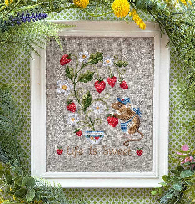 Love Poppet – Life Is Sweet Cross Stitch Kit | Strawberry - Themed Needlecraft - Pisgah Needleworks