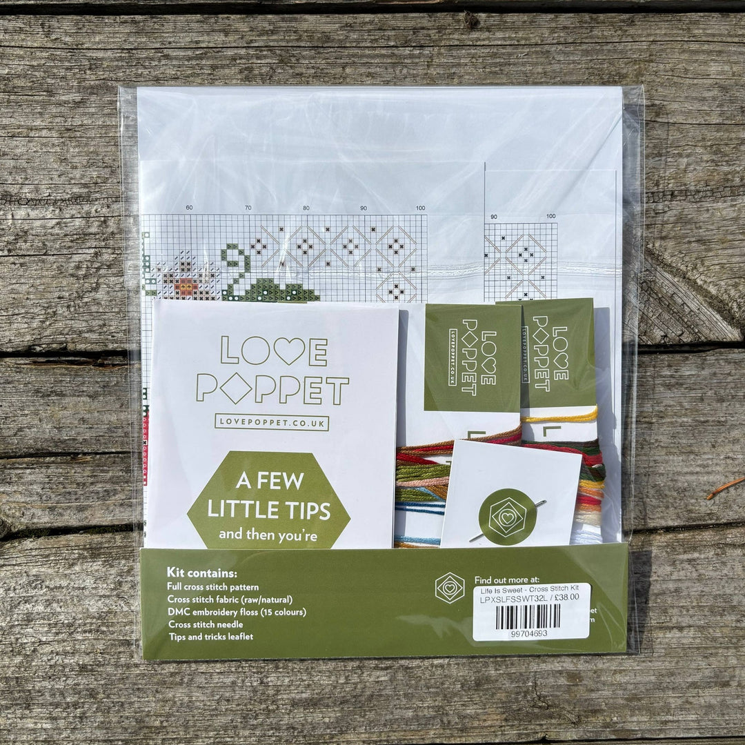 Love Poppet – Life Is Sweet Cross Stitch Kit | Strawberry - Themed Needlecraft - Pisgah Needleworks