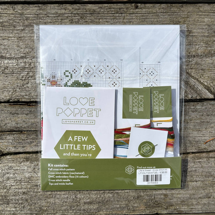Love Poppet – Life Is Sweet Cross Stitch Kit | Strawberry - Themed Needlecraft - Pisgah Needleworks