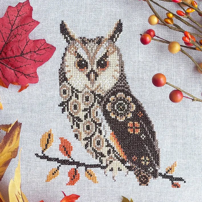 Love Poppet Long Eared Owl Counted Cross Stitch Kit | Aida or Evenweave - Pisgah Needleworks