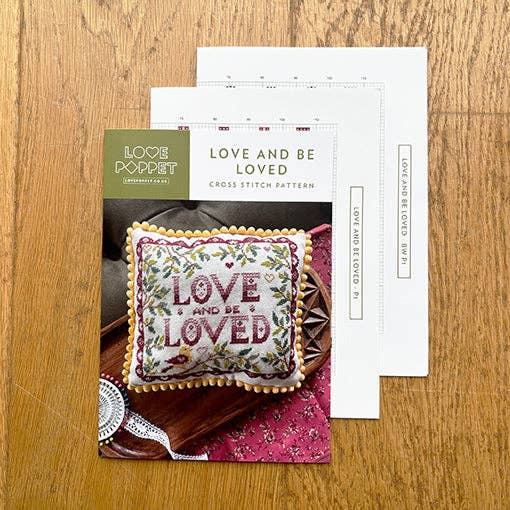 Love Poppet - Love and be Loved - Kit: 14ct Aida (cream/ivory) - Pisgah Needleworks
