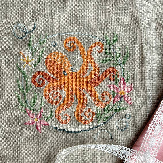 Love Poppet – Octopus Bubble Modern Cross Stitch Kit - Pisgah Needleworks
