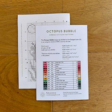 Love Poppet – Octopus Bubble Modern Cross Stitch Kit - Pisgah Needleworks