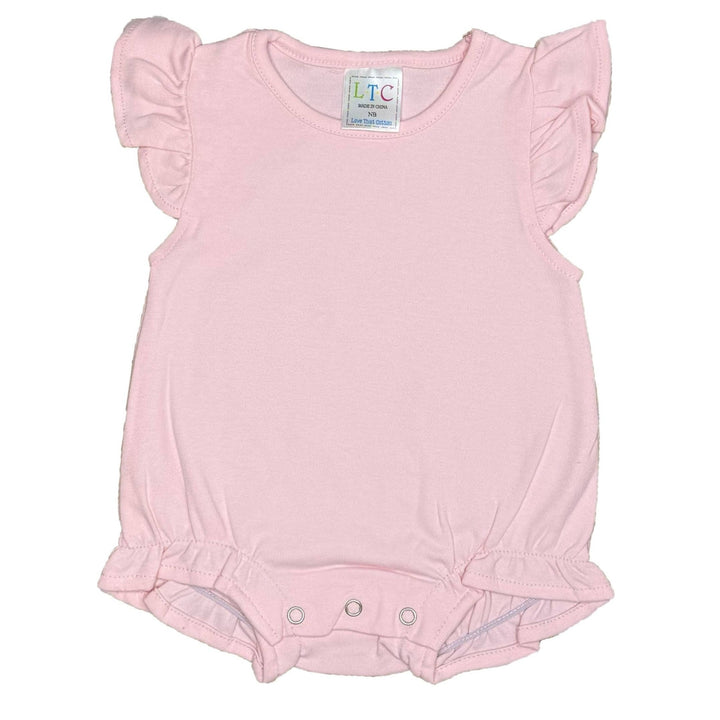Love That Cotton - Flutter Sleeve Knit Bubble: Light Pink / 12M - Pisgah Needleworks