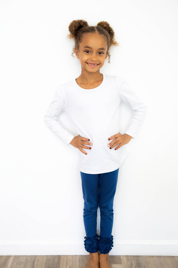 Love That Cotton - Girls Long Sleeve Tee - WHITE: 18M - Pisgah Needleworks