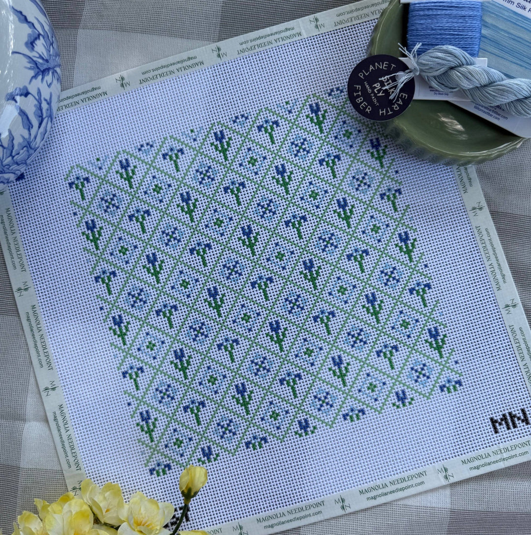 Magnolia Needlepoint - Bluebell Lattice - Pisgah Needleworks