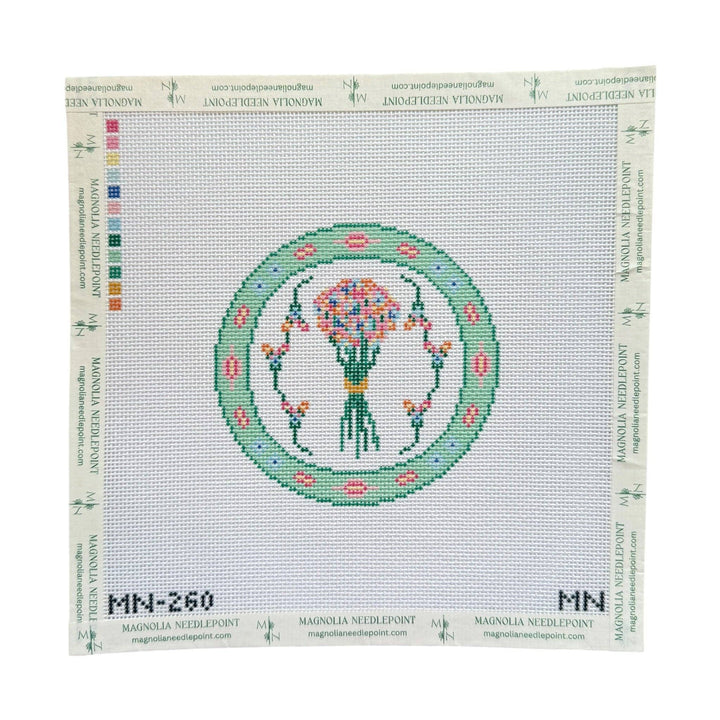 Magnolia Needlepoint - Fresh Cut Blooms Plate - Pisgah Needleworks