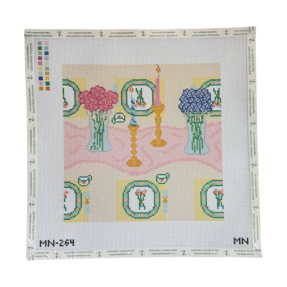 Magnolia Needlepoint - Tea & Tapers Place Setting - Pisgah Needleworks