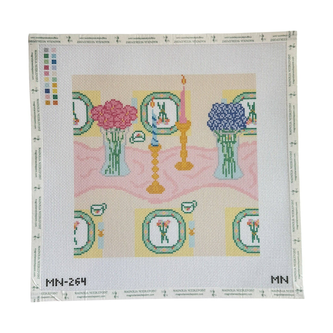 Magnolia Needlepoint - Tea & Tapers Place Setting - Pisgah Needleworks
