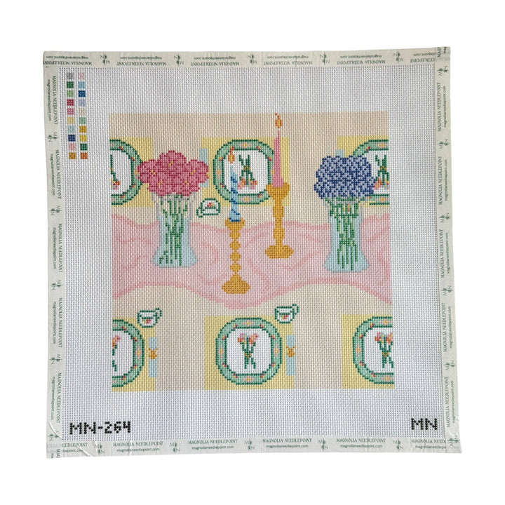 Magnolia Needlepoint - Tea & Tapers Place Setting - Pisgah Needleworks