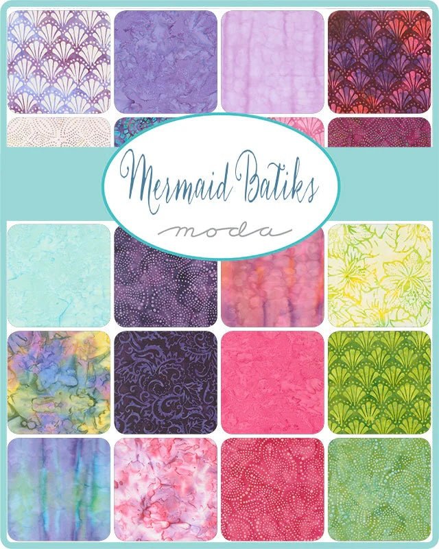 Mermaid Batiks Charm Pack – Moda Fabrics – 42 Piece Batik Precut - Pisgah Needleworks