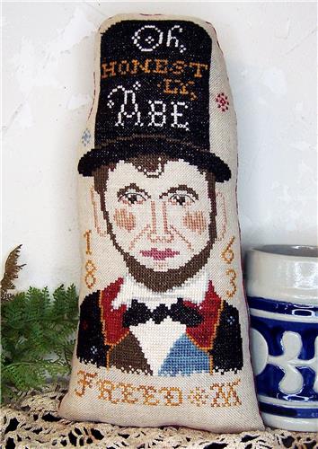Miss Prim “Honest Abe Lincoln Pillow” Cross Stitch Pattern - Pisgah Needleworks