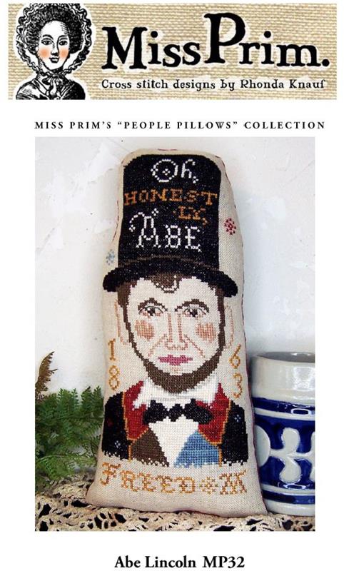 Miss Prim “Honest Abe Lincoln Pillow” Cross Stitch Pattern - Pisgah Needleworks