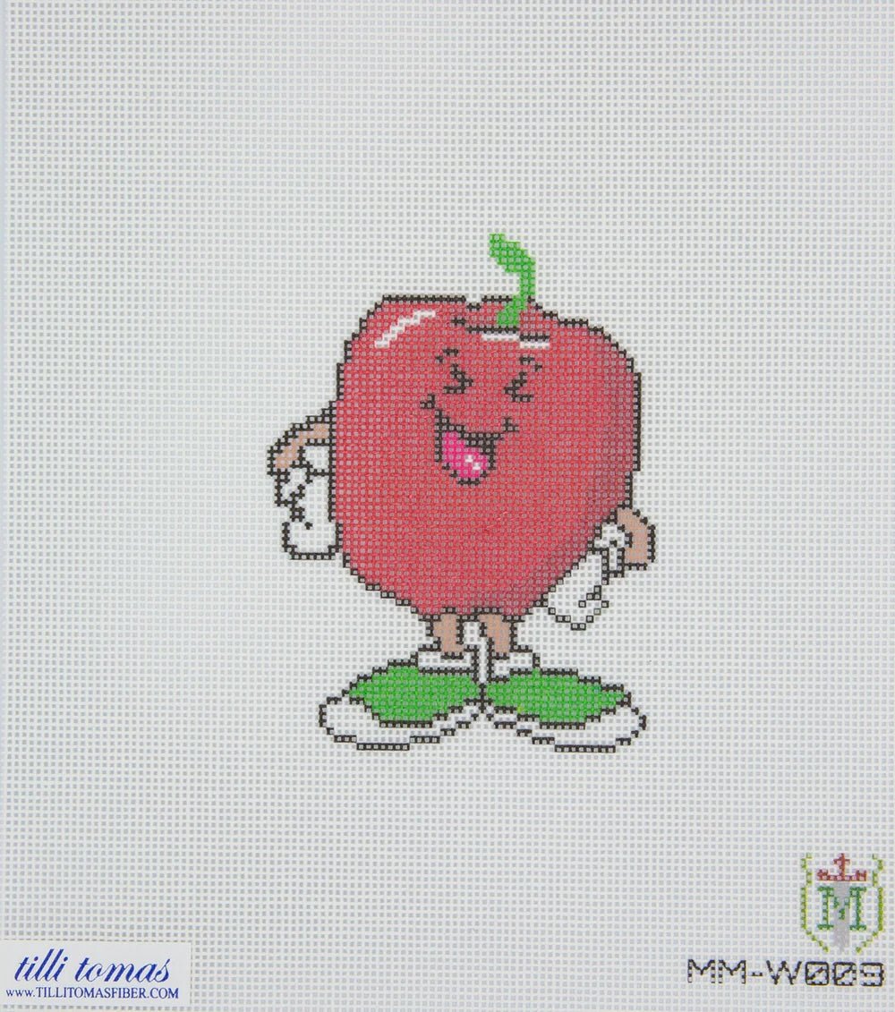 Misty Morrow Apple Character Needlepoint Canvas – 18 Mesh - Pisgah Needleworks