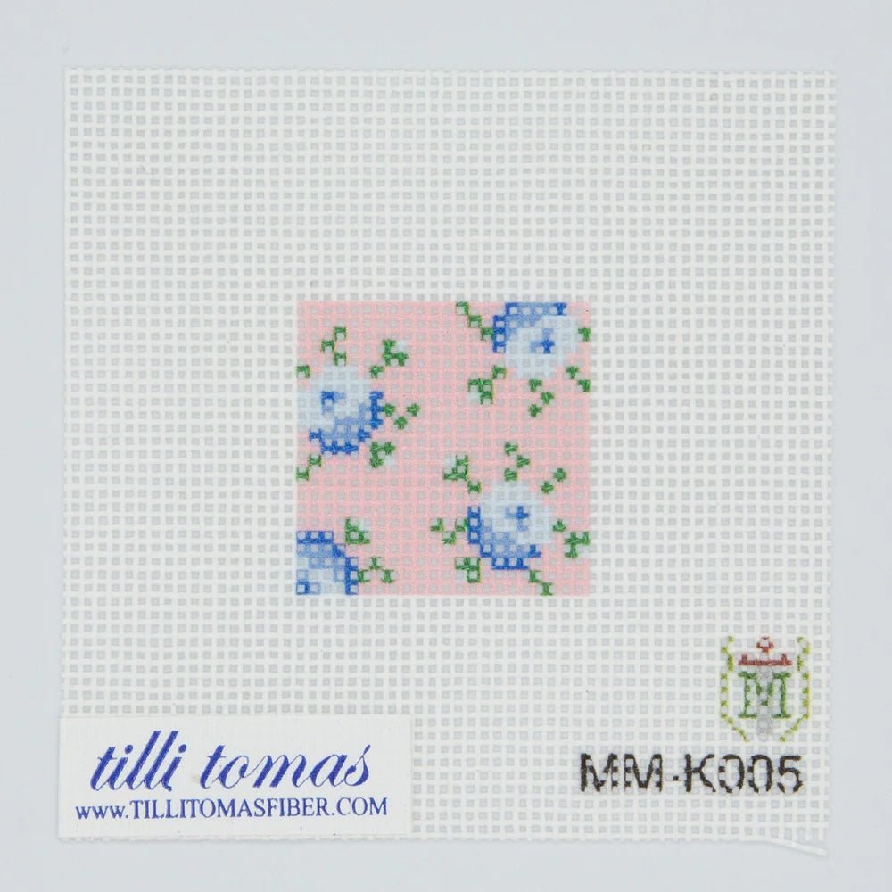 Misty Morrow Blue Floral Bitty Box Needlepoint Canvas – 18 Mesh - Pisgah Needleworks
