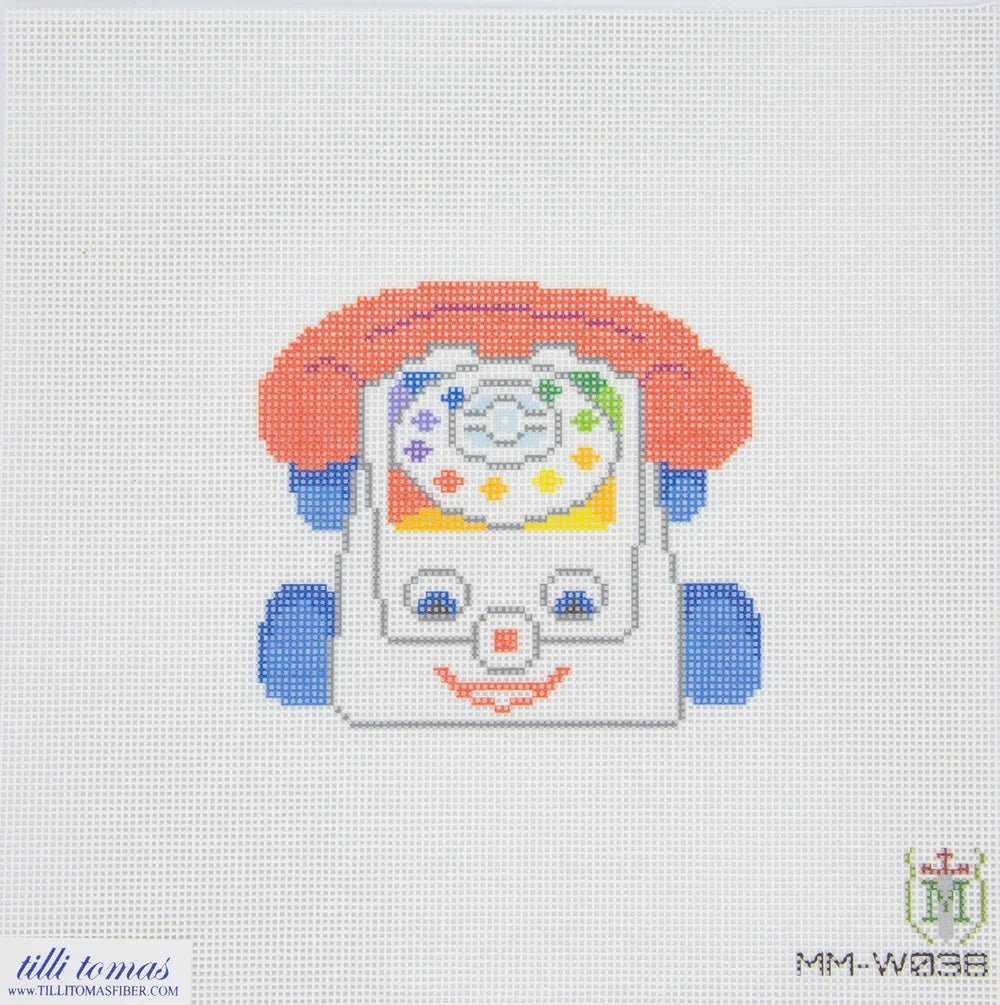 Misty Morrow Retro Toy Telephone Needlepoint Canvas – 18 Mesh - Pisgah Needleworks