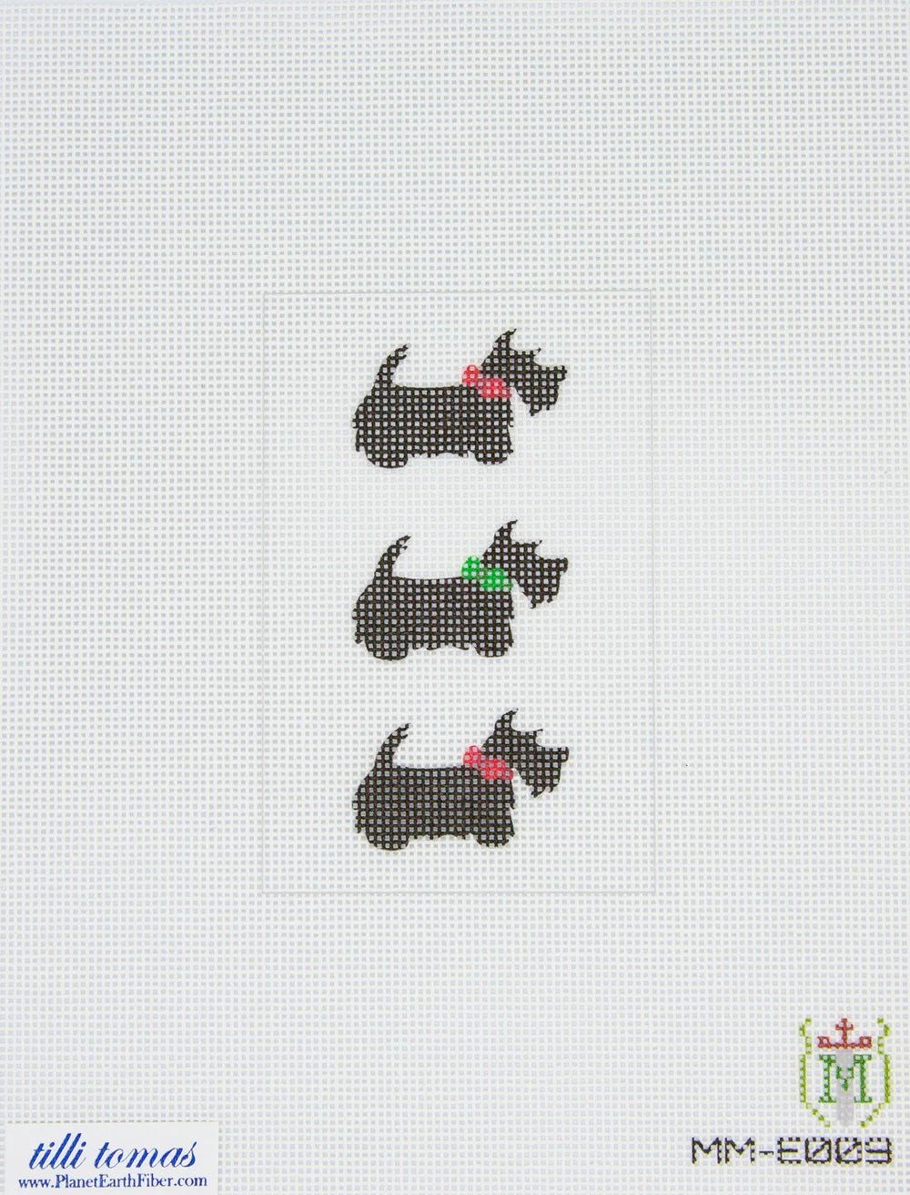 Misty Morrow Scottie Dogs Needlepoint Canvas – 18 Mesh - Pisgah Needleworks