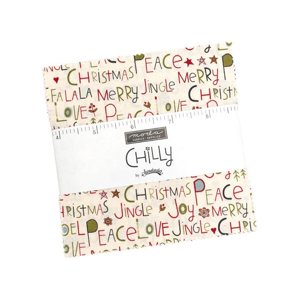 Moda Chilly Charm Pack by Sweetwater | 42 Piece 5" Fabric Squares | Christmas & Winter Quilting Fabric - Pisgah Needleworks