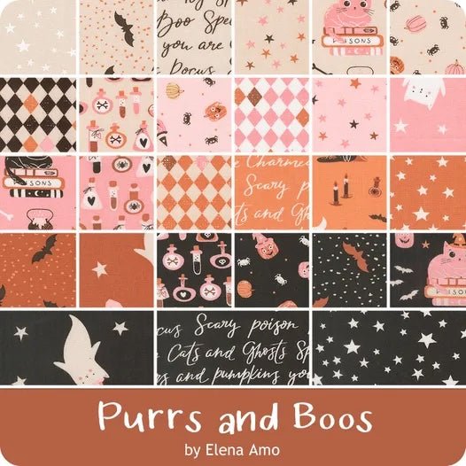 Moda Purrs and Boos Charm Pack 5" Squares – Halloween Fabric by Elena Amo - Pisgah Needleworks