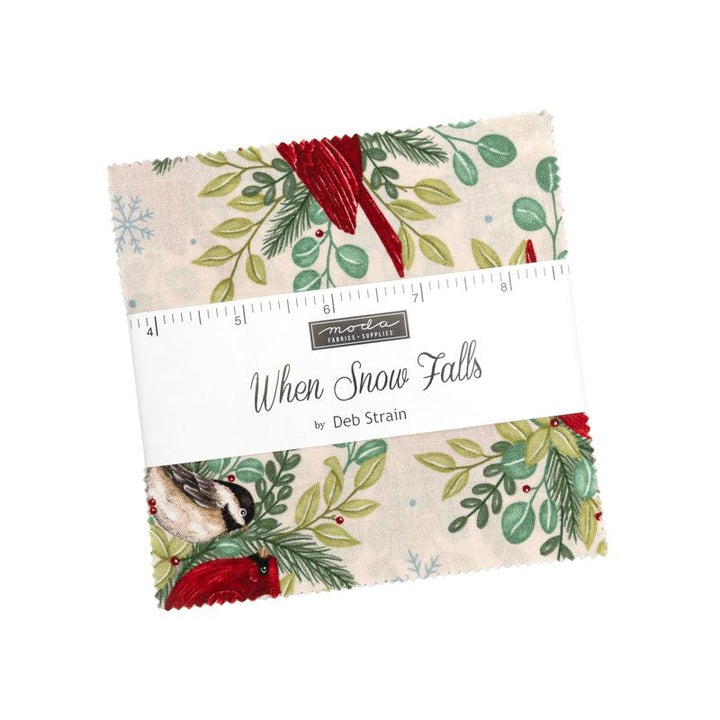Moda When Snow Falls Charm Pack | 5" Precut Fabric Squares | Deb Strain - Pisgah Needleworks