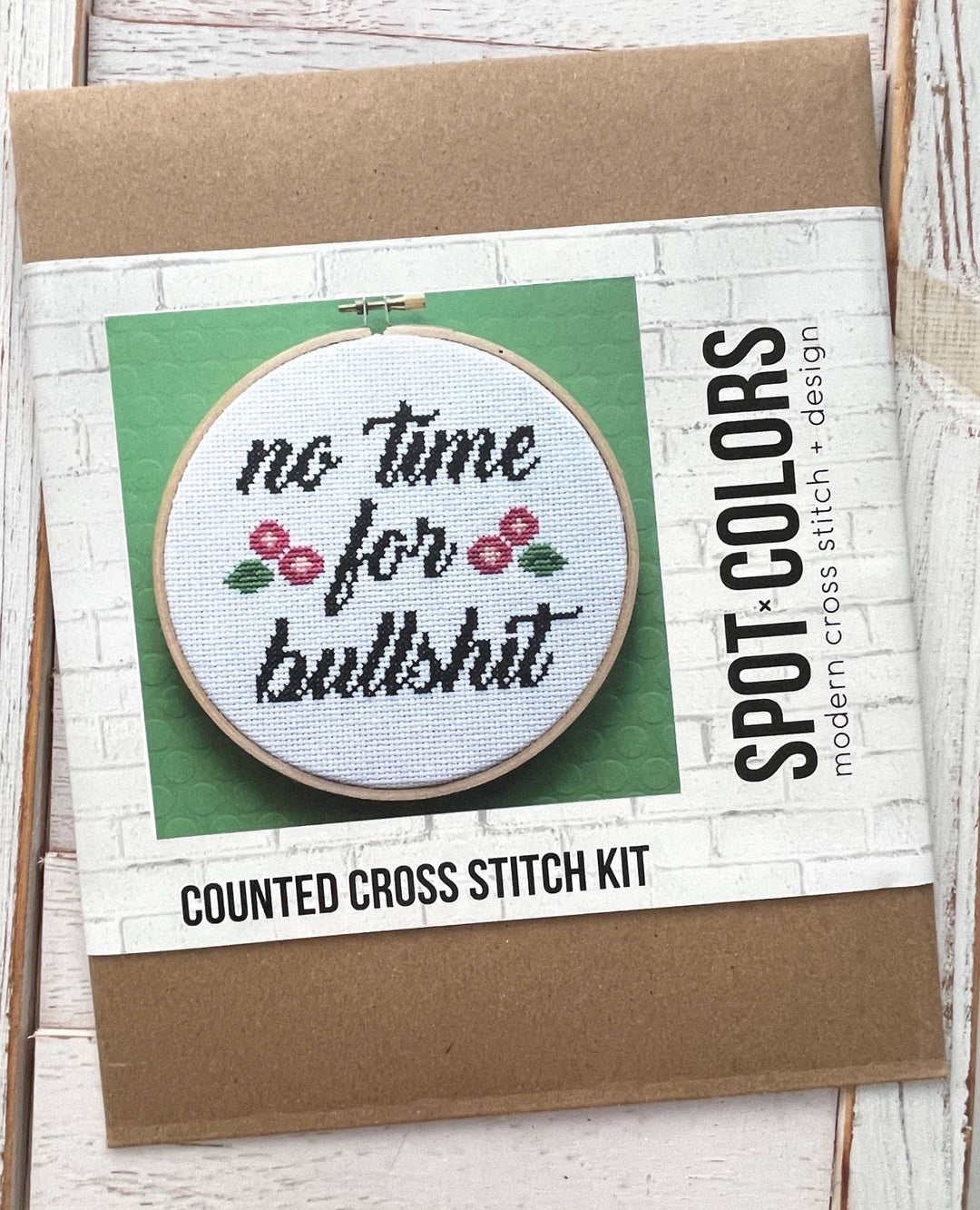 No Time for Bullshit Cross Stitch Kit – Snarky Desk Décor (6”) - Pisgah Needleworks
