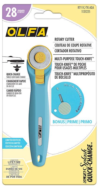 OLFA 28mm Splash Rotary Cutter Aqua RTY-1/TK | Precision Quilting & Craft Cutter - Pisgah Needleworks