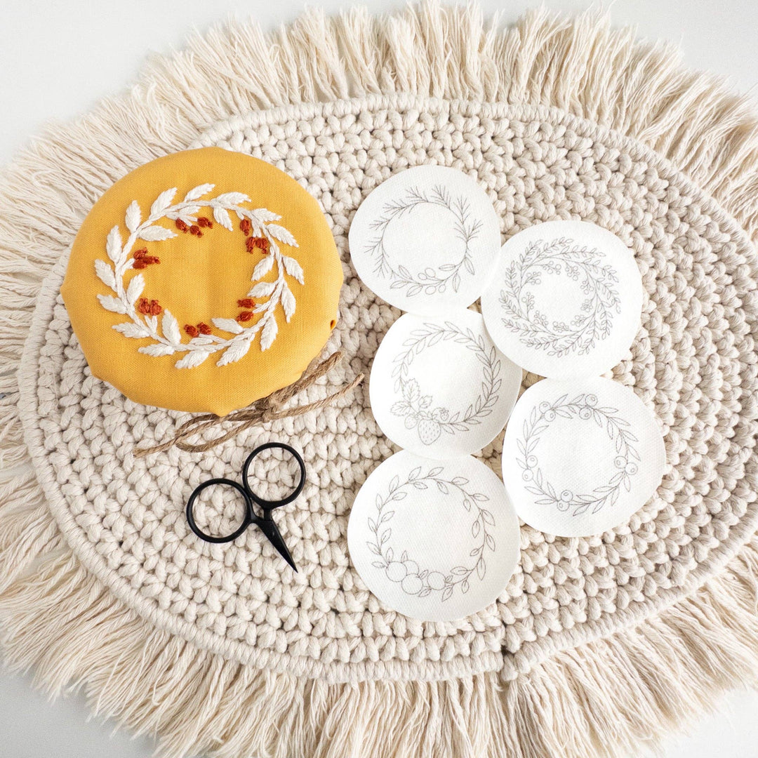 Olmsted Needlework Co. - Fruit Wreaths Stick and Stitch Embroidery - Pisgah Needleworks