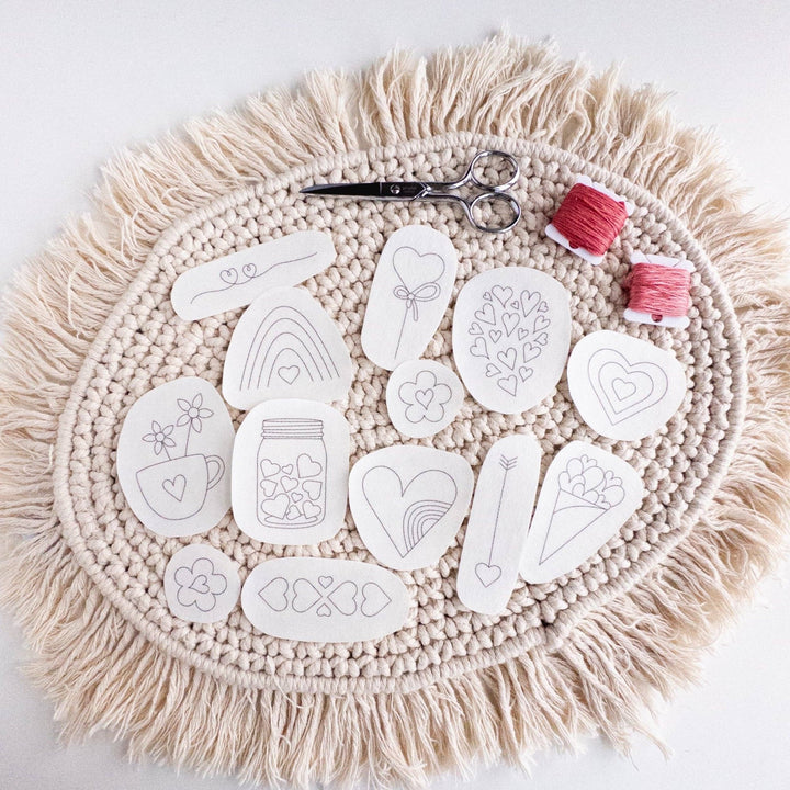 Olmsted Needlework Co. - Hearts Stick and Stitch Embroidery Patterns - Pisgah Needleworks