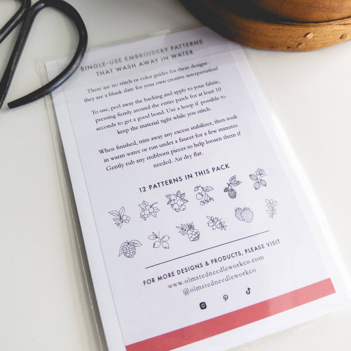 Olmsted Needlework Co. - Stick and Stitch Berry Embroidery Patterns - Pisgah Needleworks