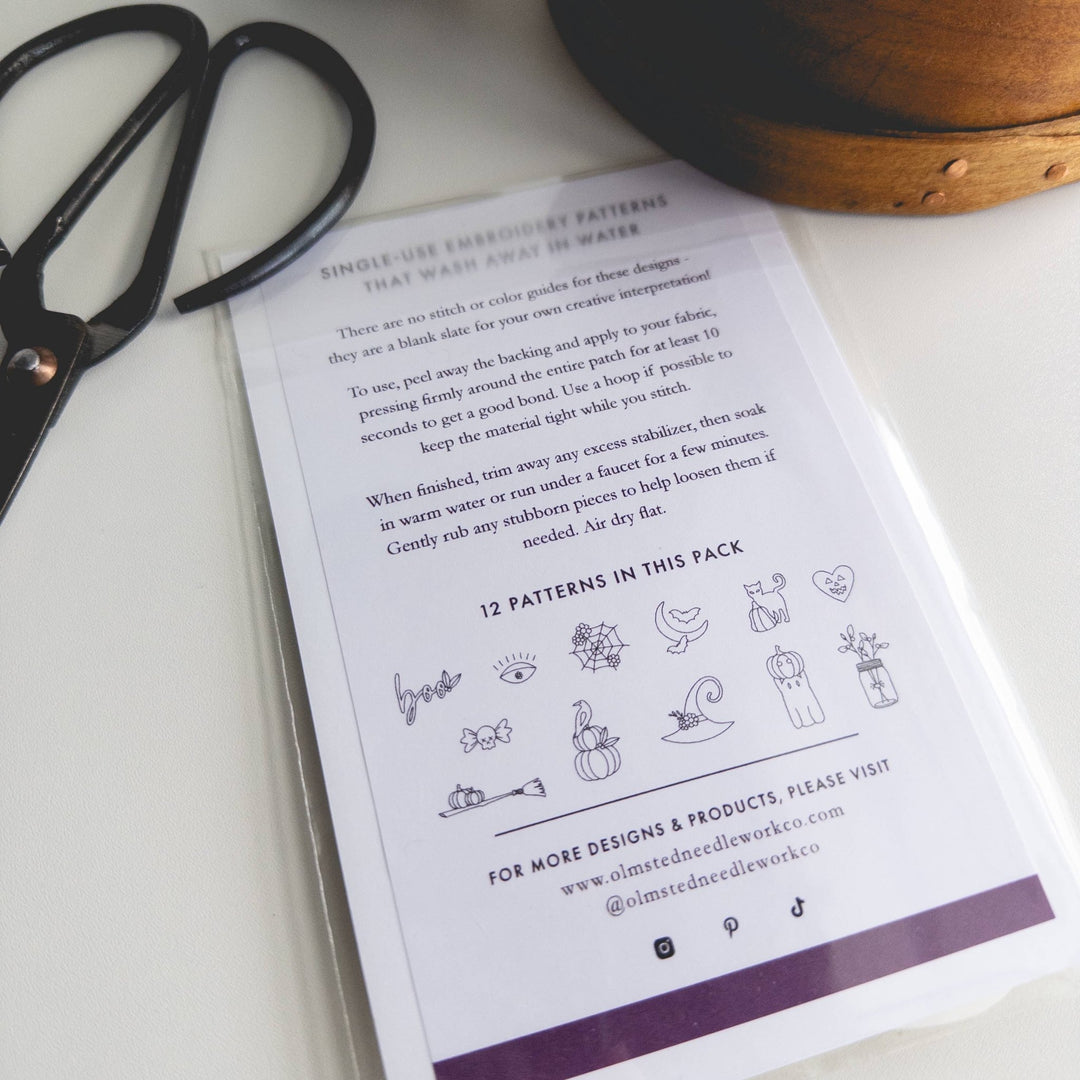 Olmsted Needlework Co. - Stick & Stitch Halloween Embroidery Patterns - Pisgah Needleworks