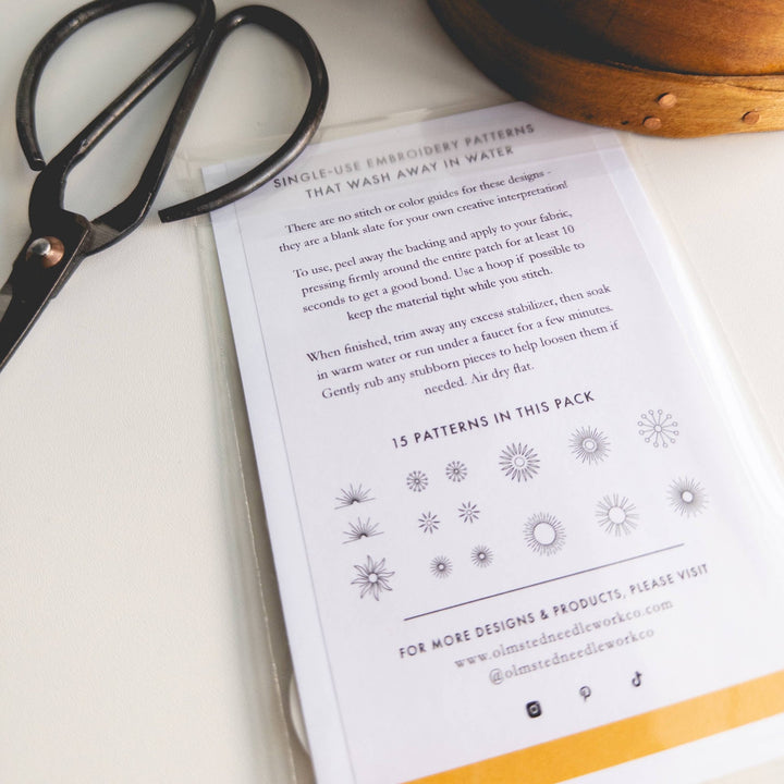 Olmsted Needlework Co. - Sun Embroidery Patterns, Stitch and Stitch Visible Mending - Pisgah Needleworks