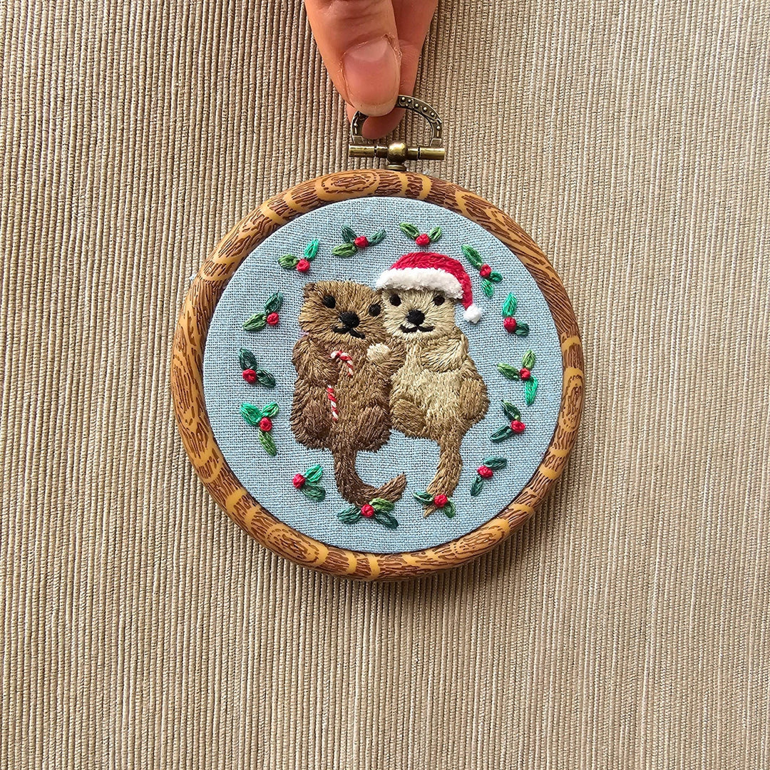 Otterly Adorable Ornament Embroidery Kit by Jessica Long Embroidery - Pisgah Needleworks