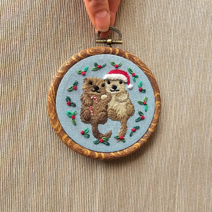 Otterly Adorable Ornament Embroidery Kit by Jessica Long Embroidery - Pisgah Needleworks