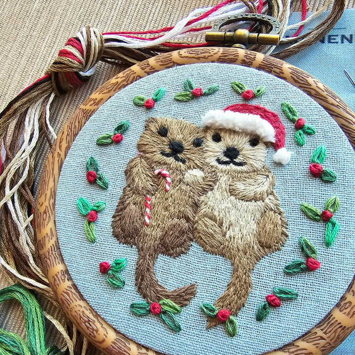 Otterly Adorable Ornament Embroidery Kit by Jessica Long Embroidery - Pisgah Needleworks